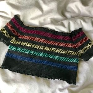 NWOT Rainbow Smocked Crop Top